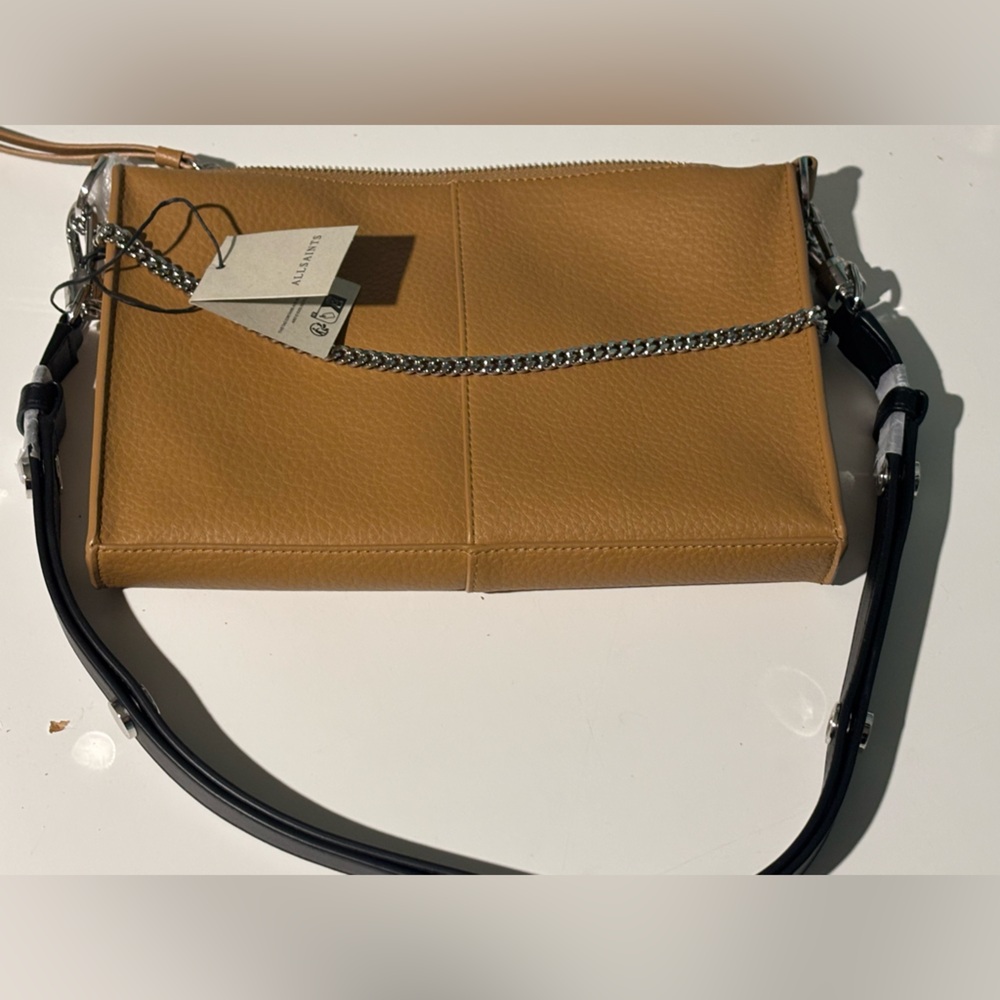 ALL SAINTS TAN & BROWN LEATHER EVE CROSSBODY BAG, NWT - Picture 3 of 6